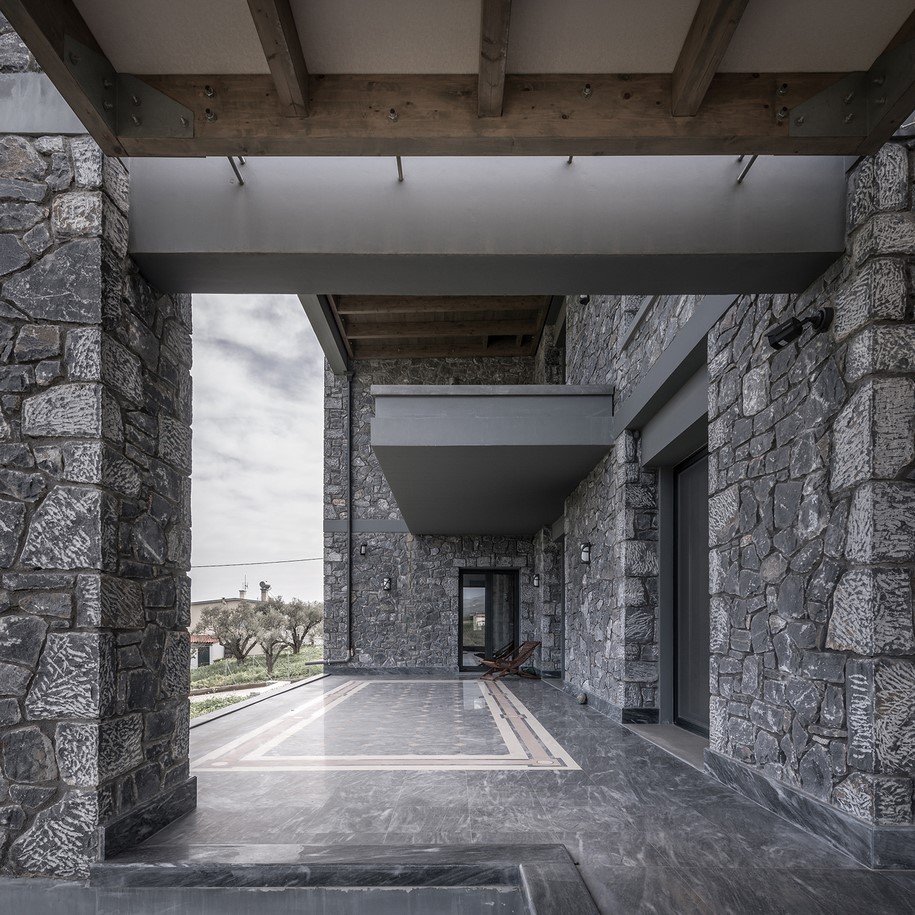 Olive and stone residence, Pygmalion Karatzas, Michalis Katsimpiris, Single-family residence, Nikos Mourikis, 2018, Panorama, Achaea Greece