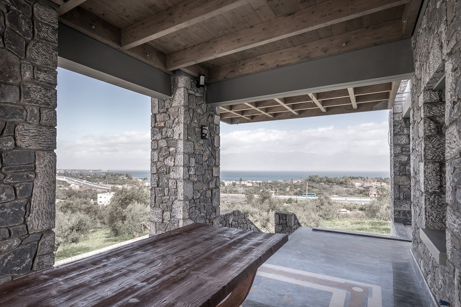 Olive and stone residence, Pygmalion Karatzas, Michalis Katsimpiris, Single-family residence, Nikos Mourikis, 2018, Panorama, Achaea Greece