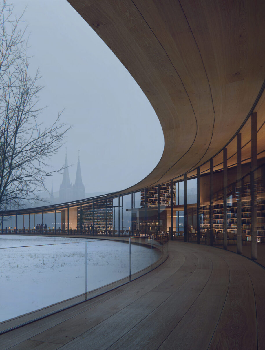 Archisearch Kengo Kuma & Associates and Mad Arkitekter in collaboration with Buro Happold Engineering won the competition to design Ibsen Library in the city of Skien, Norway