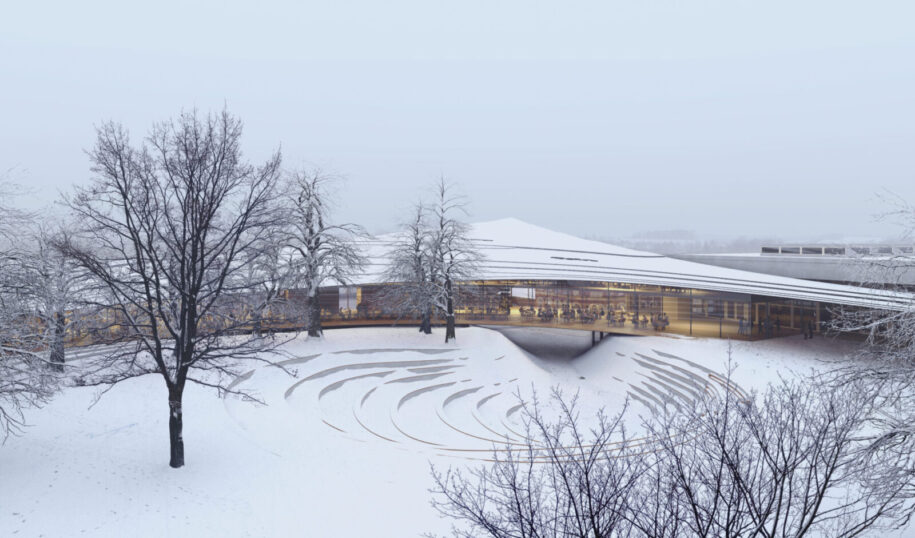 Archisearch Kengo Kuma & Associates and Mad Arkitekter in collaboration with Buro Happold Engineering won the competition to design Ibsen Library in the city of Skien, Norway