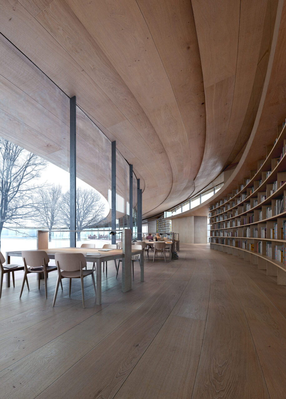 Archisearch Kengo Kuma & Associates and Mad Arkitekter in collaboration with Buro Happold Engineering won the competition to design Ibsen Library in the city of Skien, Norway