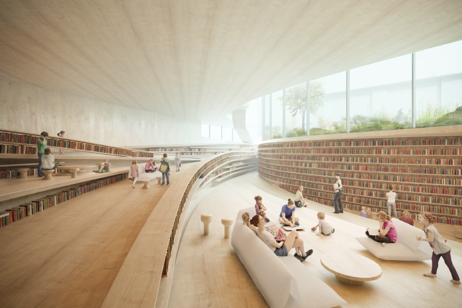 Archisearch Kengo Kuma & Associates and Mad Arkitekter in collaboration with Buro Happold Engineering won the competition to design Ibsen Library in the city of Skien, Norway