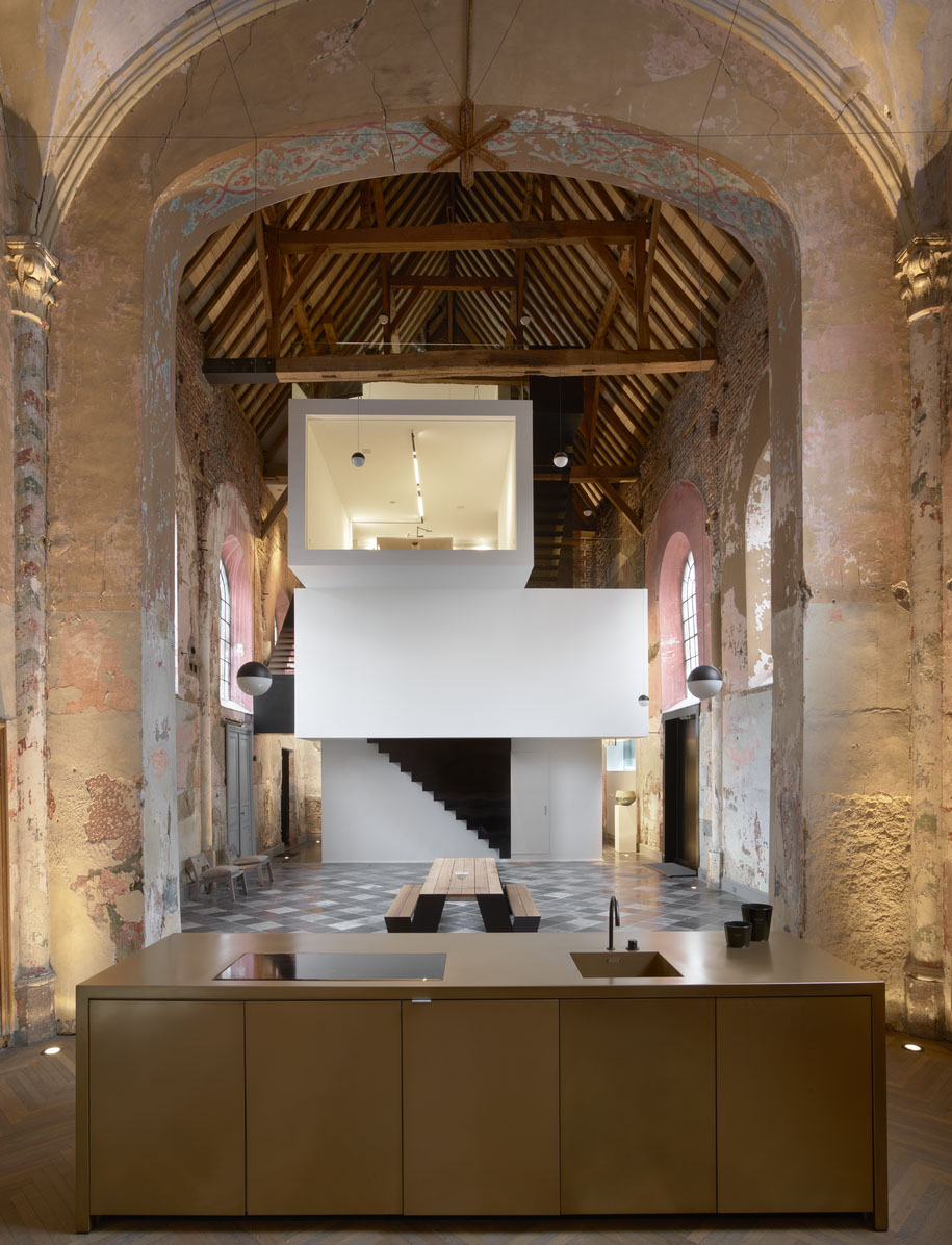 Archisearch Klaarchitectuur's new studio inside an old Belgian chapel celebrates the building's heritage