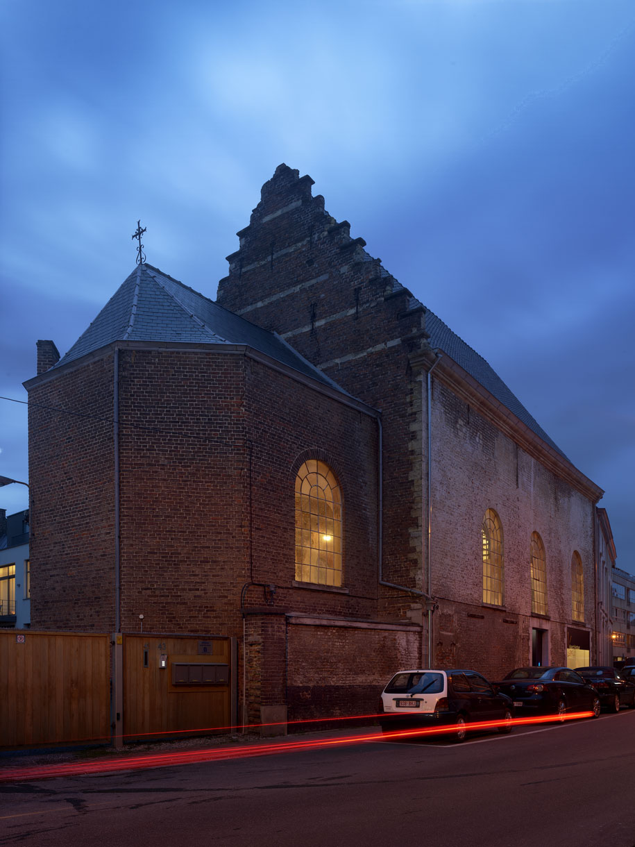 Archisearch Klaarchitectuur's new studio inside an old Belgian chapel celebrates the building's heritage