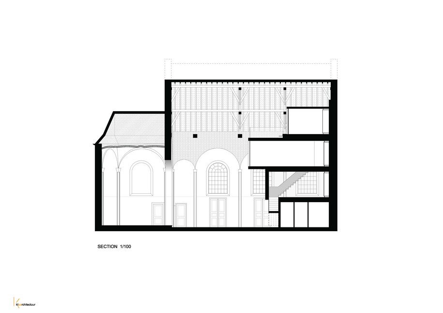 Archisearch Klaarchitectuur's new studio inside an old Belgian chapel celebrates the building's heritage