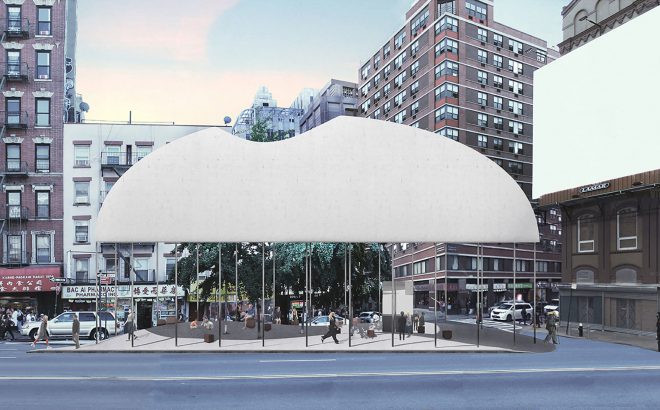Archisearch - LOT office for architecture designed a light concrete dome pavilion in New York inspired by the 21st Century vision of the traditional Chinatown Gateway