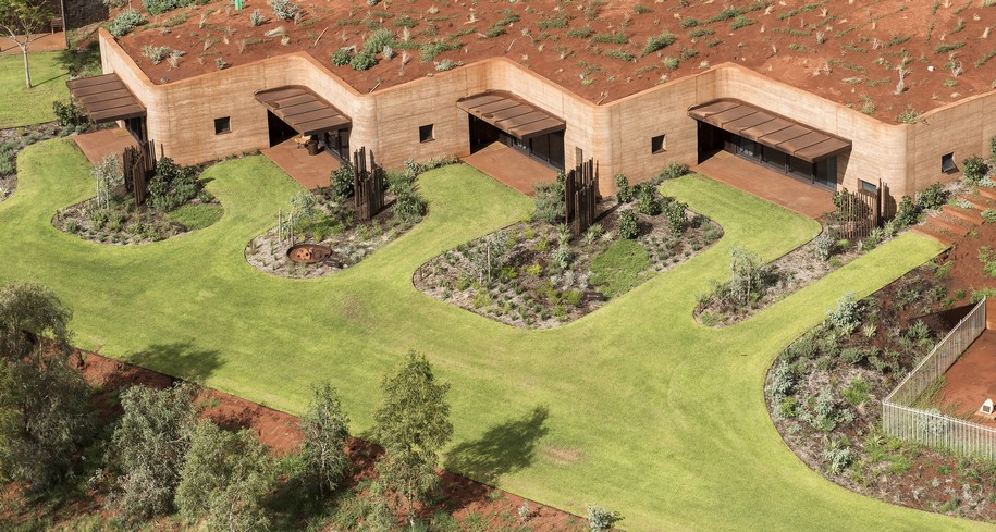 The Great Wall of WA, Luigi Rosselli architects, Australia, rammed earth,  naturally cooled, nature, architecture, landscape, earth formations, cemetery, residences, chapel