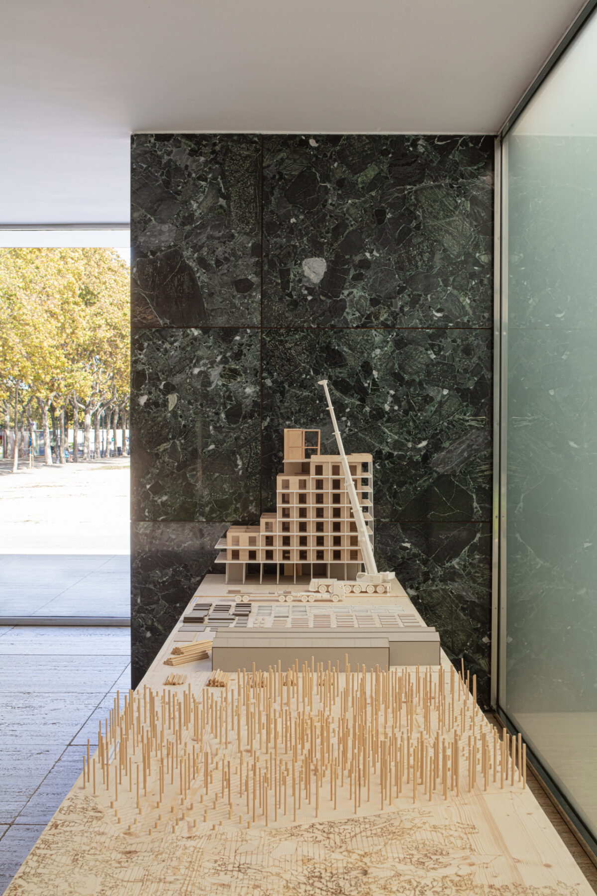 Archisearch Barcelona Pavilion reimagined in Carbon-Saving Wood