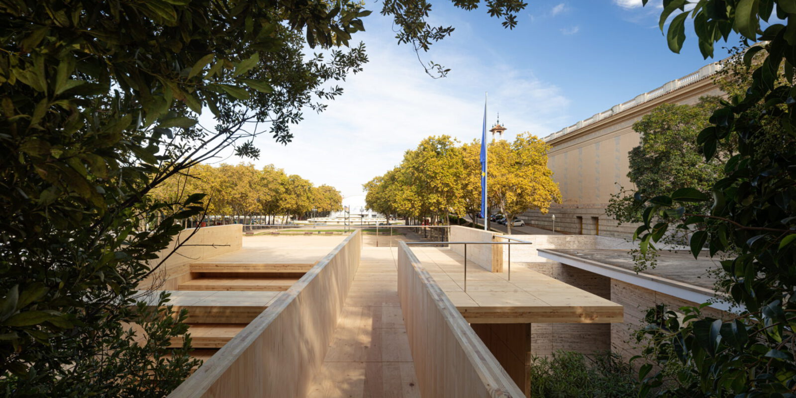 Archisearch Barcelona Pavilion reimagined in Carbon-Saving Wood