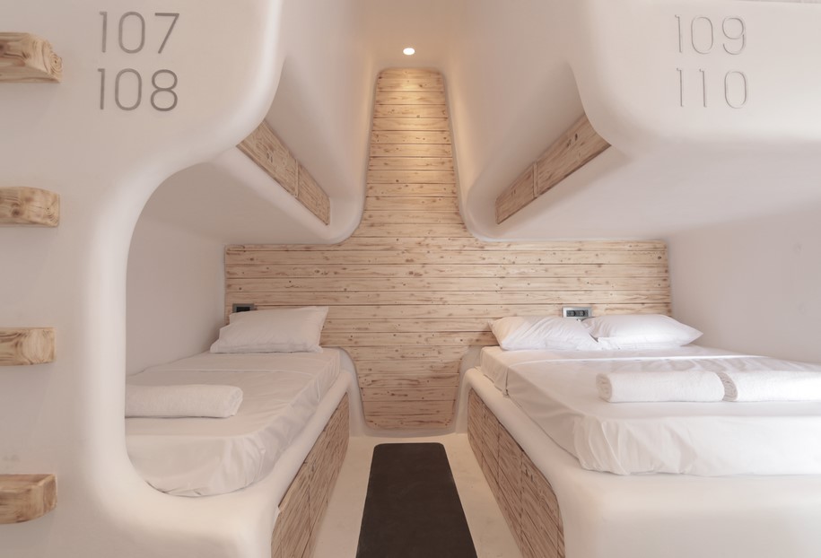 My Cocoon, boutique hoste, Mykonos, Greece, Japanese capsules, Cycladic aesthetic, Omniview Design