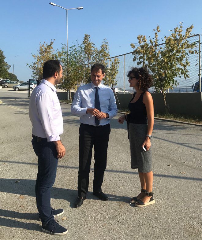 Με τον Υπουργό Τουρισμού κ. Χάρη Θεοχάρη και το Δήμαρχο Καλαμαριάς Γιάννη Δαρδαμανέλη στη Μαρίνα Καλαμαριάς, συζητώντας για το παραθαλάσσιο μέτωπο
