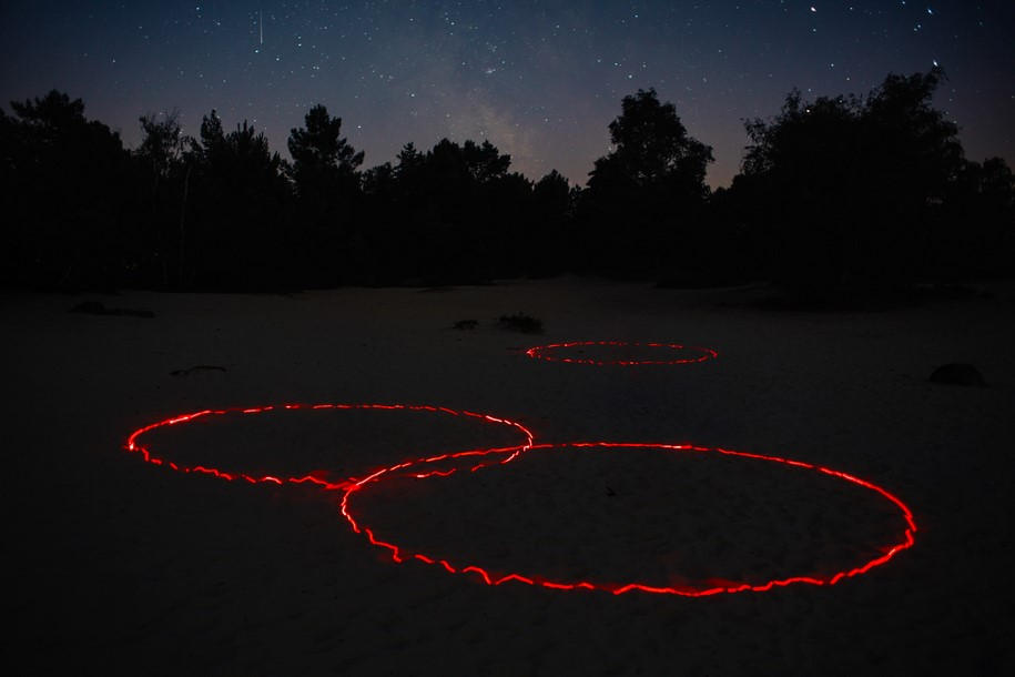 Archisearch Nicolas Rivals Installed Luminous Red Lines across the Spanish Nature, La Línea Roja