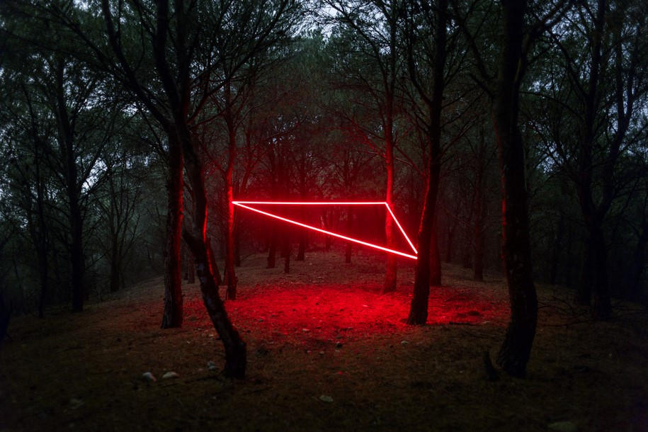 Archisearch Nicolas Rivals Installed Luminous Red Lines across the Spanish Nature, La Línea Roja