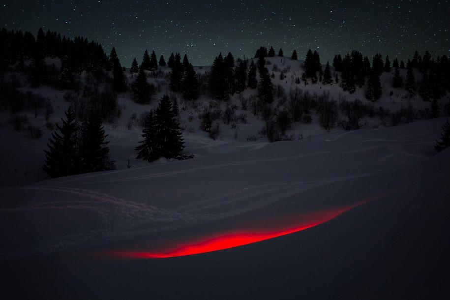 Archisearch Nicolas Rivals Installed Luminous Red Lines across the Spanish Nature, La Línea Roja