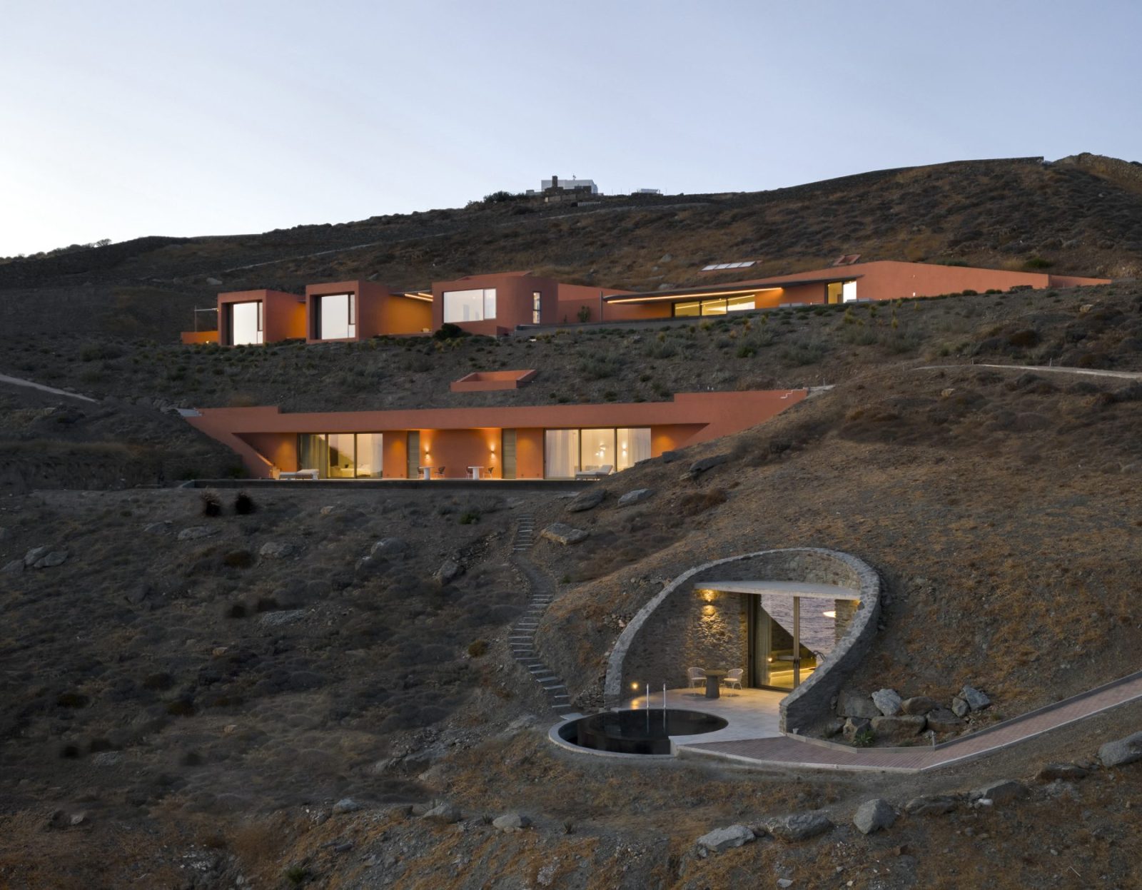 Archisearch Olen in Syros by Ateno is an earth-sheltered retreat in three acts