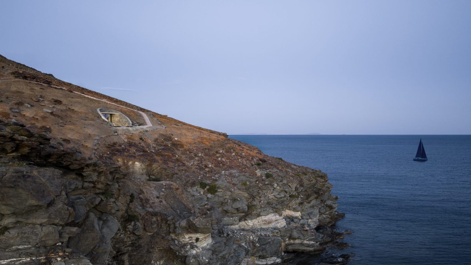 Archisearch Olen in Syros by Ateno is an earth-sheltered retreat in three acts