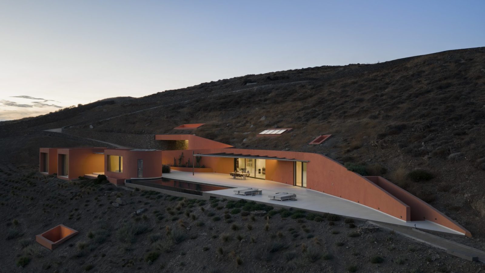 Archisearch Olen in Syros by Ateno is an earth-sheltered retreat in three acts