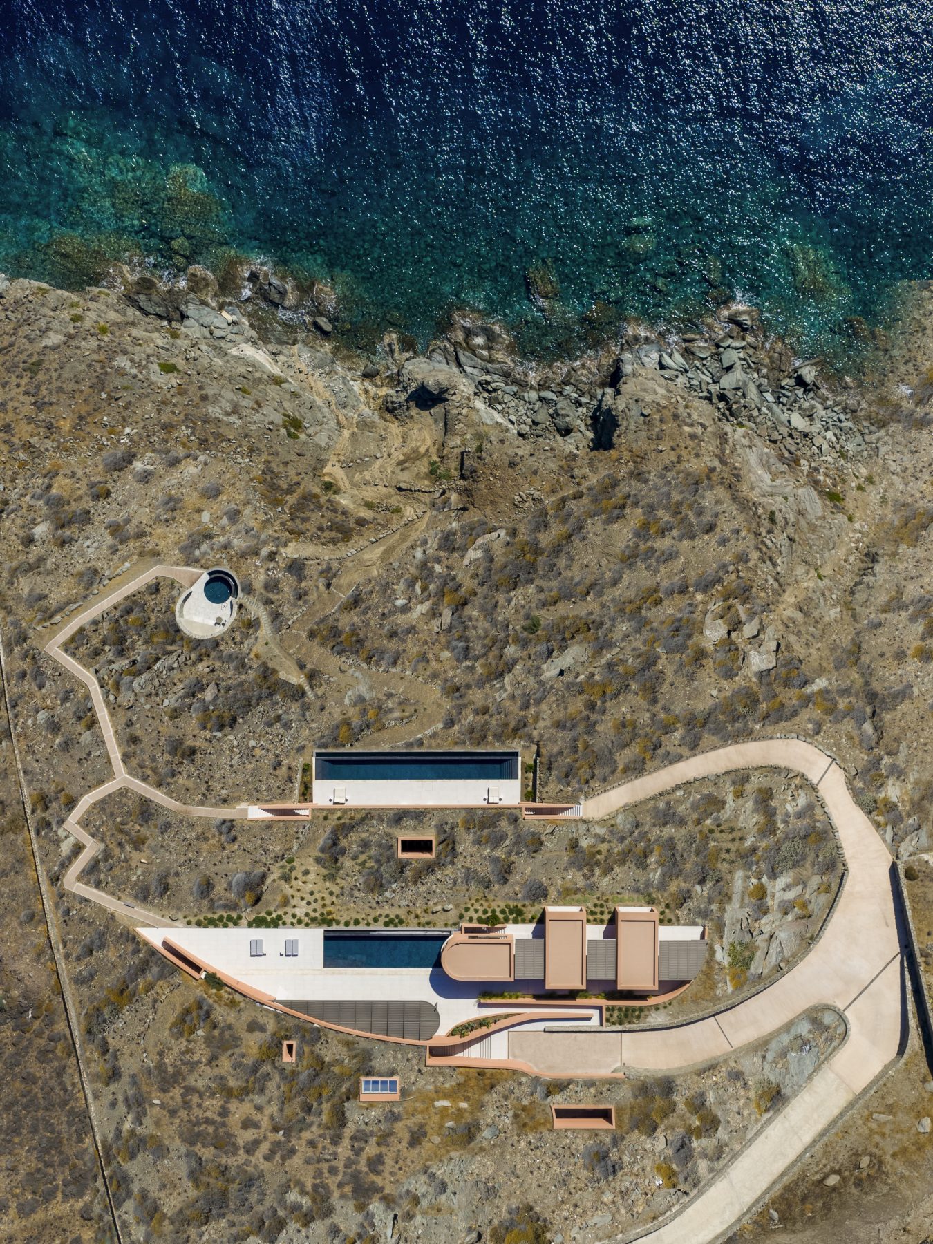 Archisearch Olen in Syros by Ateno is an earth-sheltered retreat in three acts