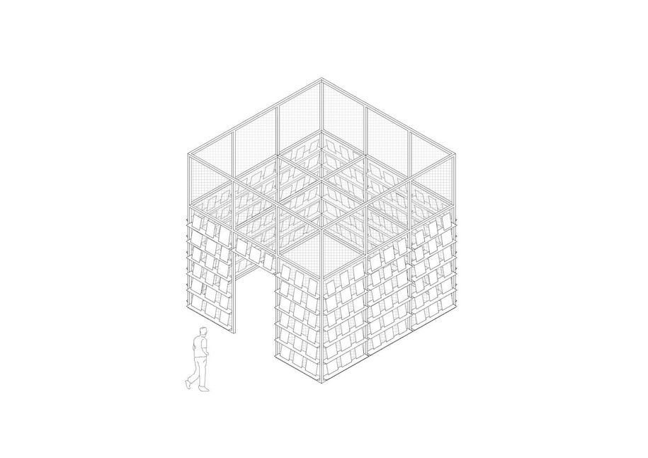 Archisearch PRESS BOX: a pop-up wireframe news-stand between the virtual and physical world | SET Architects