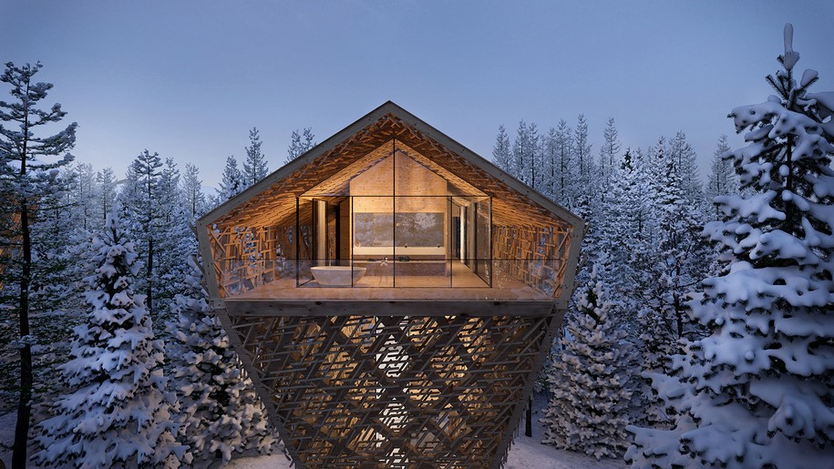 Archisearch Peter Pichler Architecture designs luxury Tree Suites in Austria