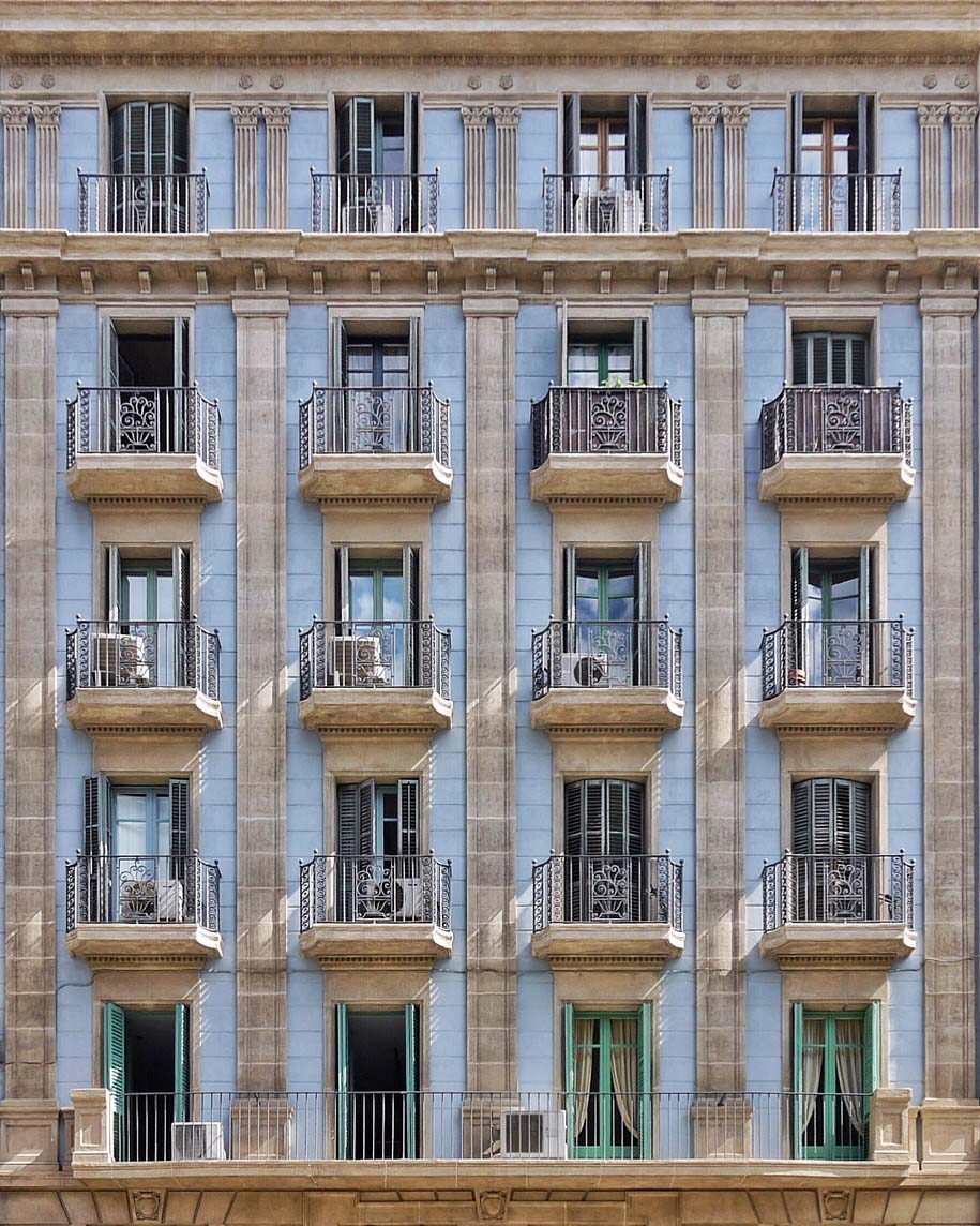 Barcelona, facades, photography, instagram, Roc Isern, patterns, geometrical shapes, textures, colors, shadows