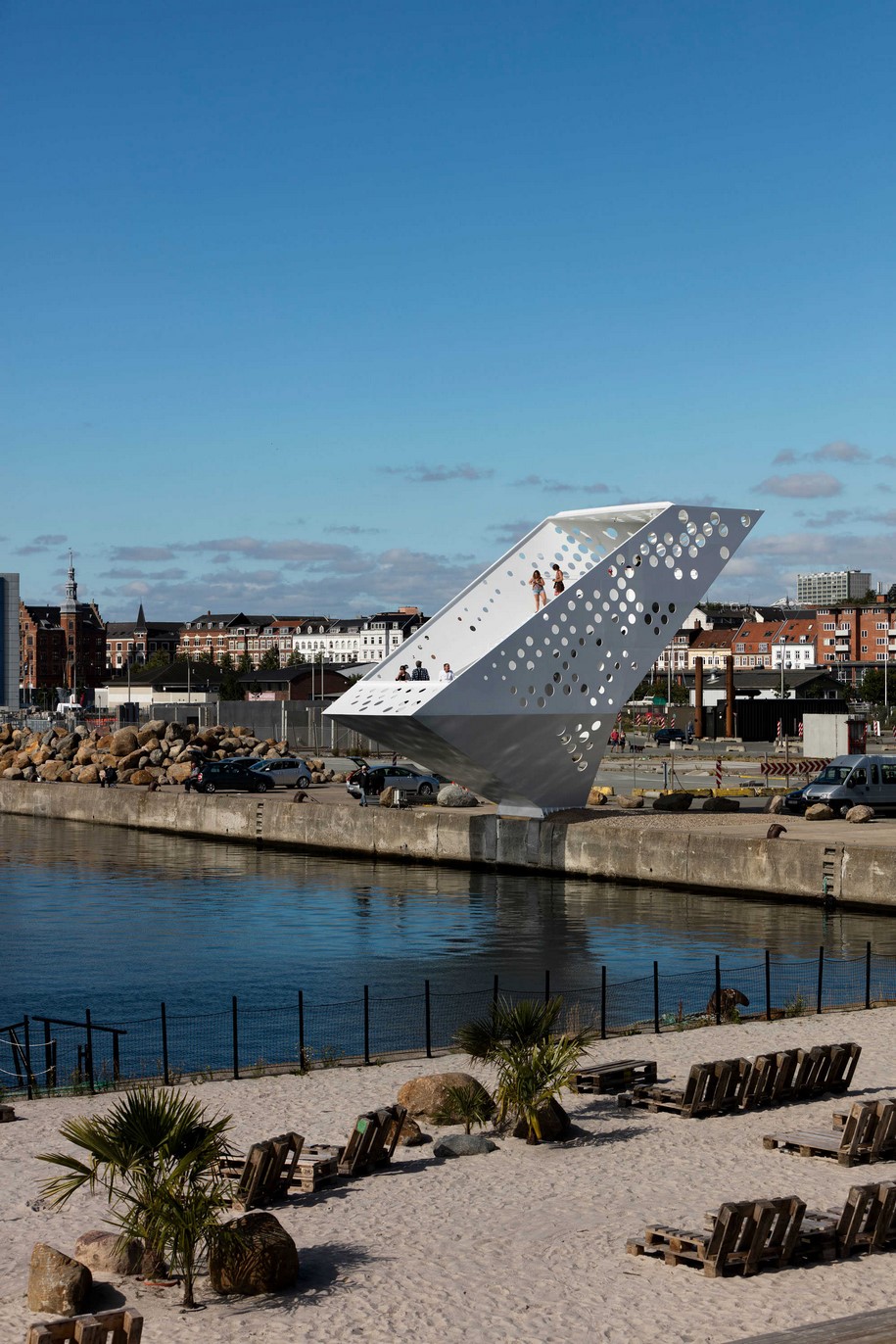 Archisearch Dorte Mandrup created a striking steel tower for Aarhus Island