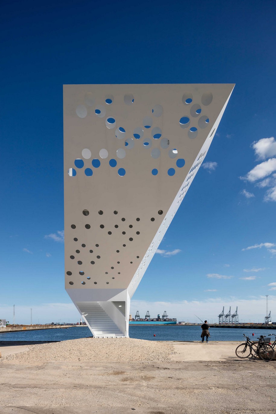 Archisearch Dorte Mandrup created a striking steel tower for Aarhus Island