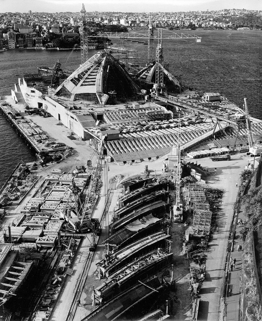 Archisearch Sydney opera pavilion - Sydney Opera House, under construction, 1965. ╕ Utzon Archive (slash) Utzon Center