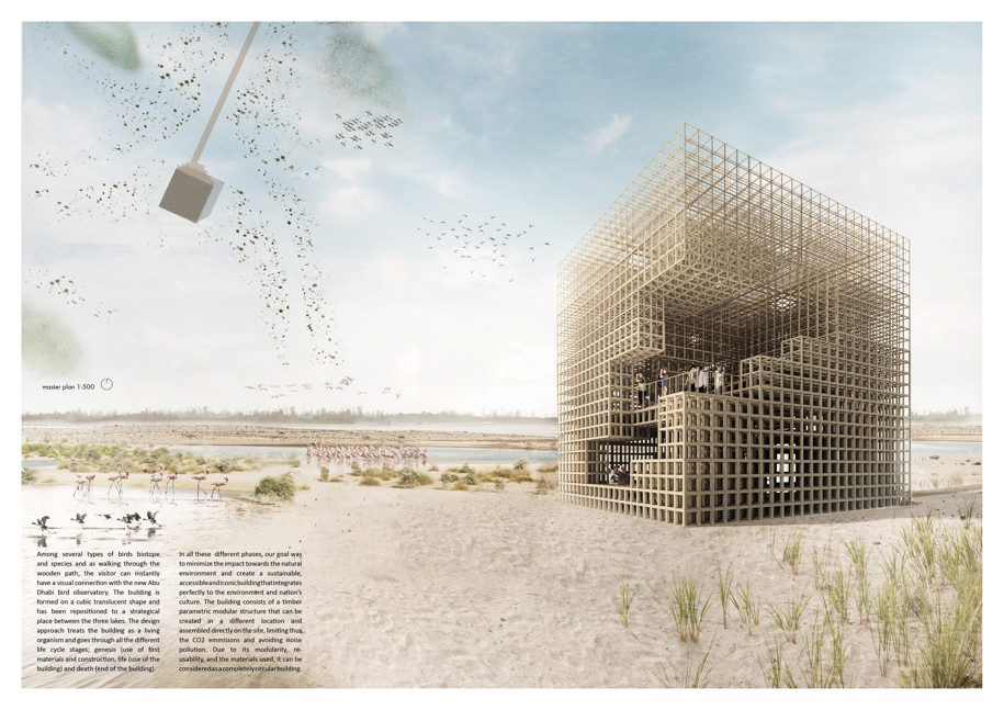 The Cube, Panagiotis Dimakidis, Rafail Gkaidatzis, Abu Dhabi Flamingo Observation Tower, 3rd prize, architecture competition, 2019