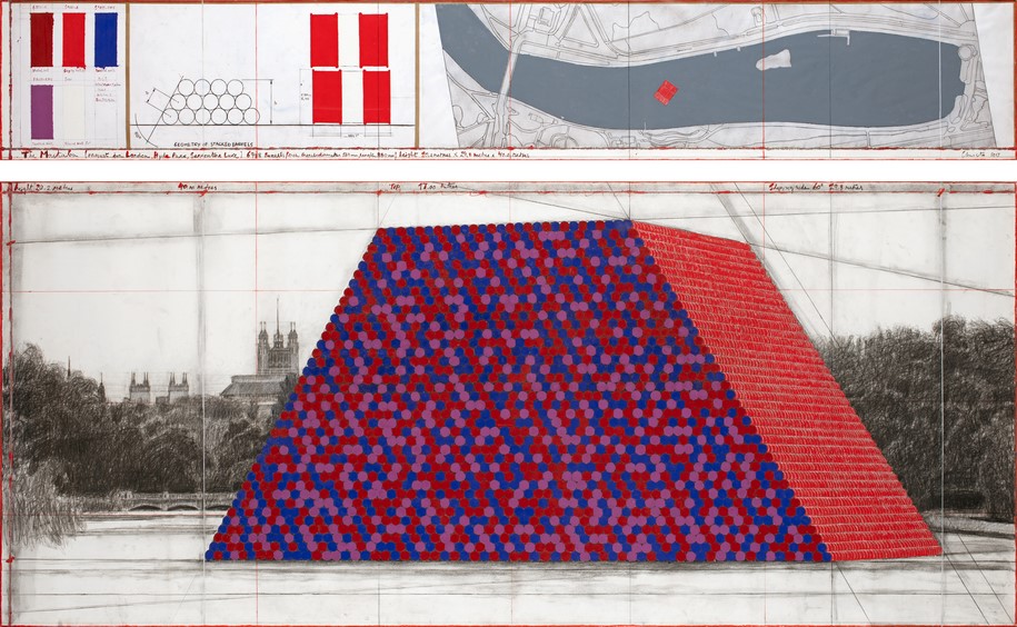 Christo, Christo and Jeanne-Claude, The London Mastaba, sculpture , art, London, UK, Hyde Park, Serpentine Lake