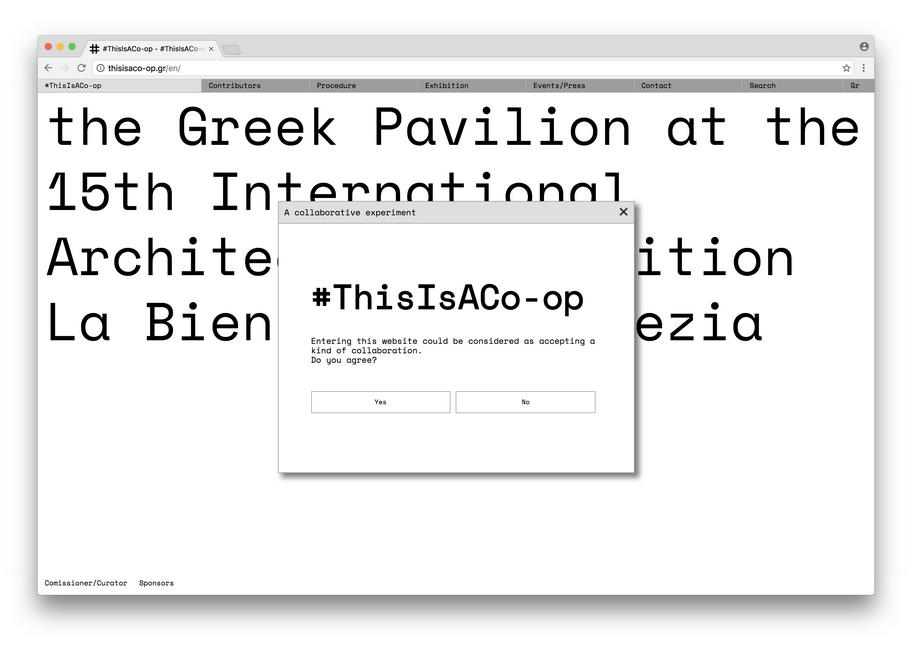 Archisearch Typical Organization Designed #ThisIsACo-op Website / GR Participation at the 15th Venice Biennale