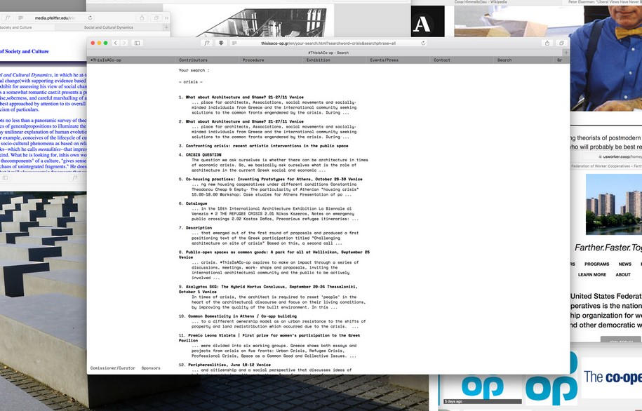 Archisearch Typical Organization Designed #ThisIsACo-op Website / GR Participation at the 15th Venice Biennale