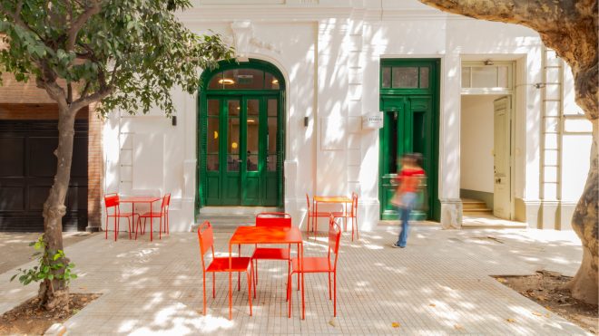 Archisearch - A whimsical Reuse: GIRA Transforms a Former Residence into a Schoolyard-Inspired Café-Bar in Tucumán, Argentina