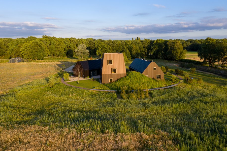 Archisearch Mecanoo reinterprets the Dutch farm typology in Villa Vught with warm materials and framed views of the surrounding landscape