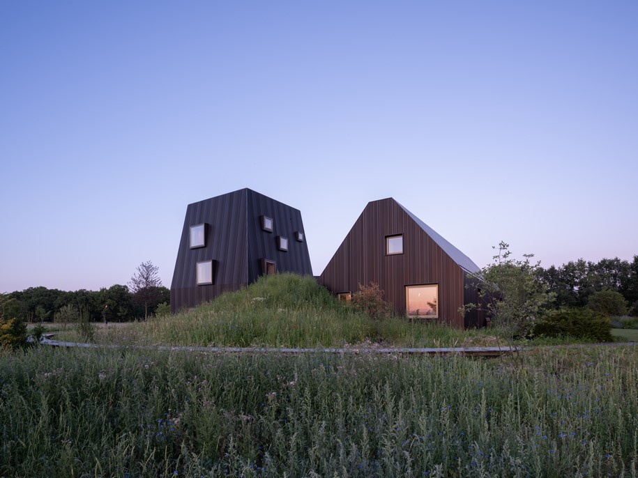 Archisearch Mecanoo reinterprets the Dutch farm typology in Villa Vught with warm materials and framed views of the surrounding landscape