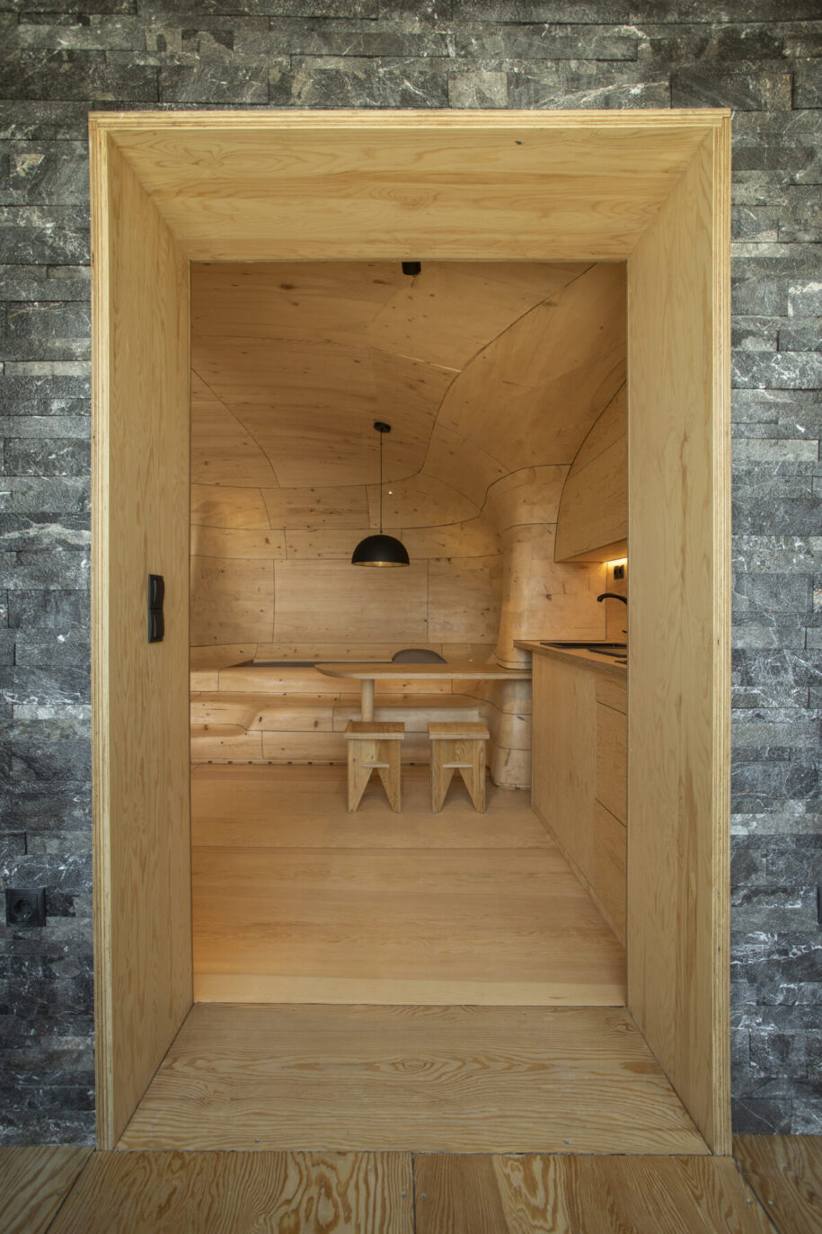 Archisearch Wooden Cave at the Hyades Mountain Resort in Trikala Korinthias | Tenon Architecture