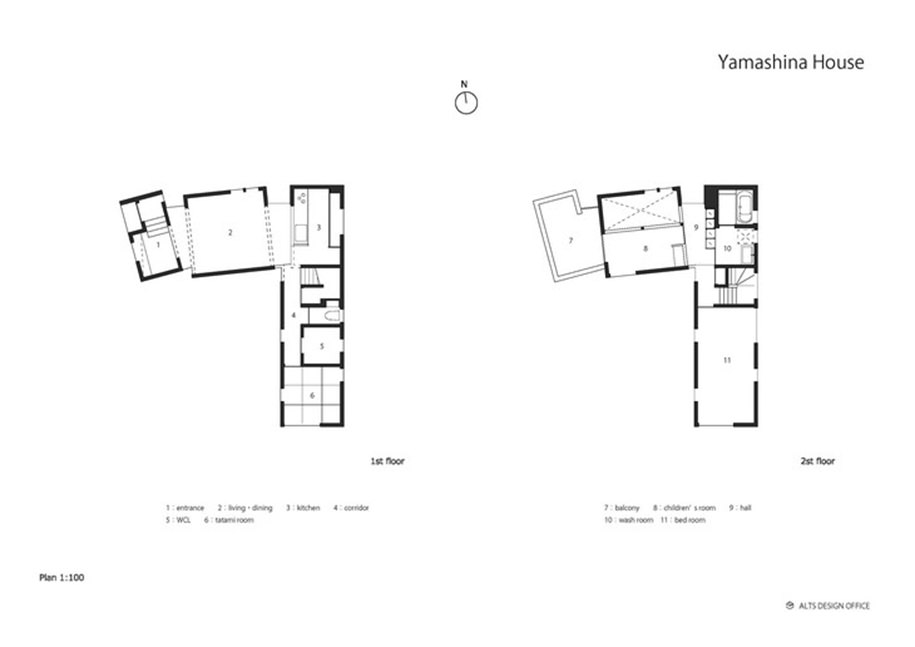 Yamashina House, rebuilding, kyoto, japan, alts design office, plan