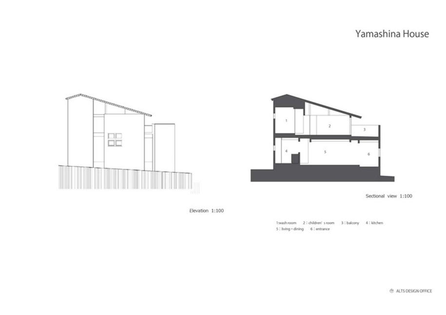 Yamashina House, rebuilding, kyoto, japan, alts design office, section