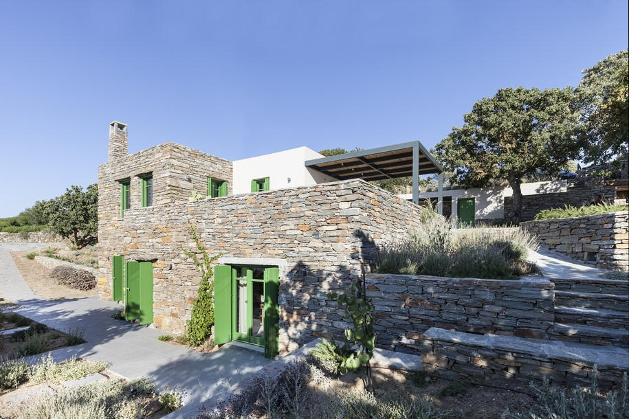 house, tzia, aegean sea, a2 architects, stone, traditional, minimalism, greek architecture, white, plaster, contemporary architectue greece