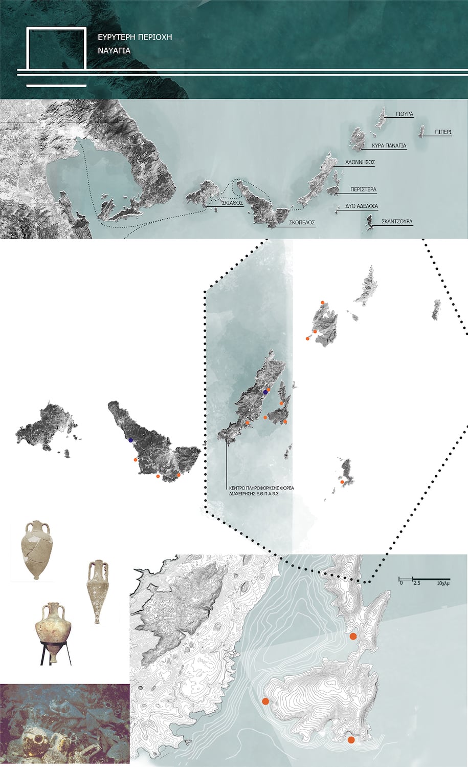 Alonissos, Absence of Exhibit, research center, visitors centre, maritime archaeology, Diploma project, Thesis, Thesis project, NTUA, Ariadni Vozani, Student project, Malakozi Paraskevi, Stergiou Styliani