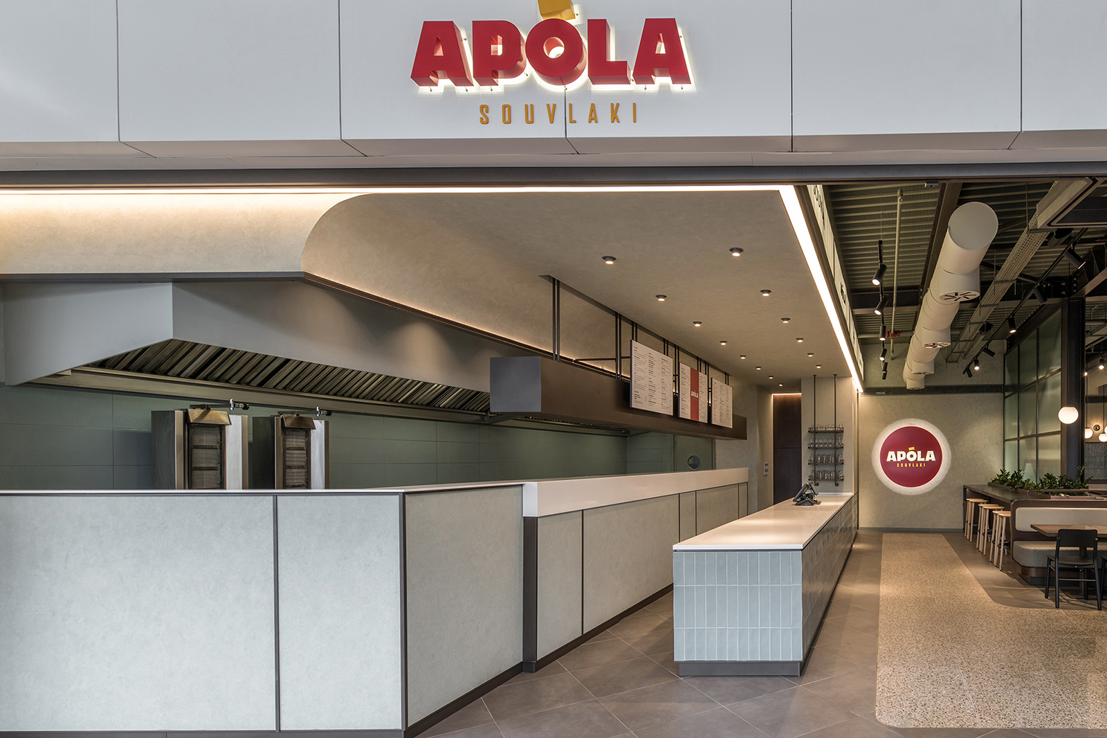 Archisearch AXDS office designed APOLA restaurant on the River West mall in Athens.