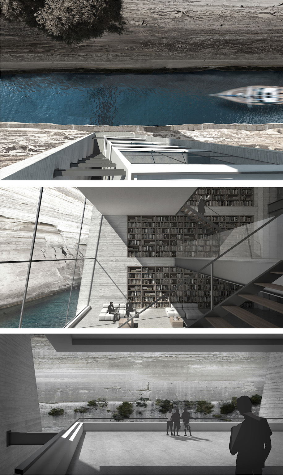 Corinth Canal, Student project, Diploma project, Thesis project, Between the limit and the trench, Margarita Ζakynthinou-Χanthi, Elena Μylona, Zoi Τzounidou, NTUA, Κarvountzi Valentini, Vasilatos Panagiotis, ΕΜΠ, Έλενα Μυλωνά, Ζωή Τζουνίδου, Μαργαρίτα Ζακυνθινού