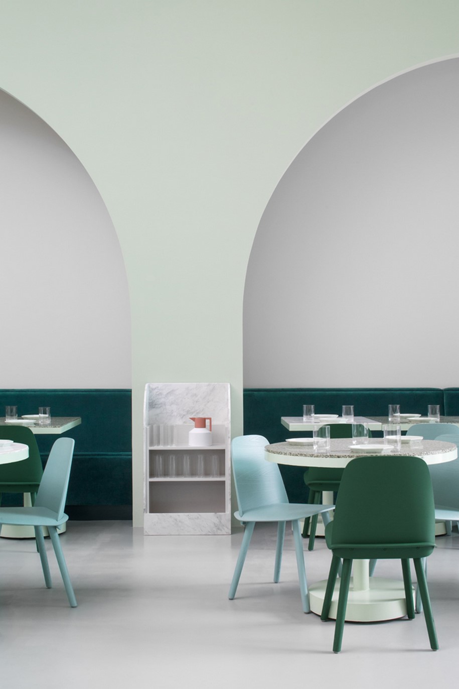 Archisearch Biasol designed The Budapest Café, an elegant and chic café in China inspired by Wes Anderson