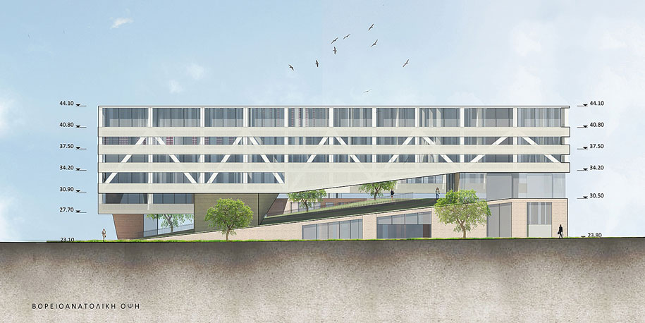 Archisearch “Building bridges” by Th. Athanasopoulos, A. Dimitrakopoulos, M. Galani, S. Kapsaski wins honorable mention in the competition for the New Headquarters of the Ministry of Infrastructure in Athens