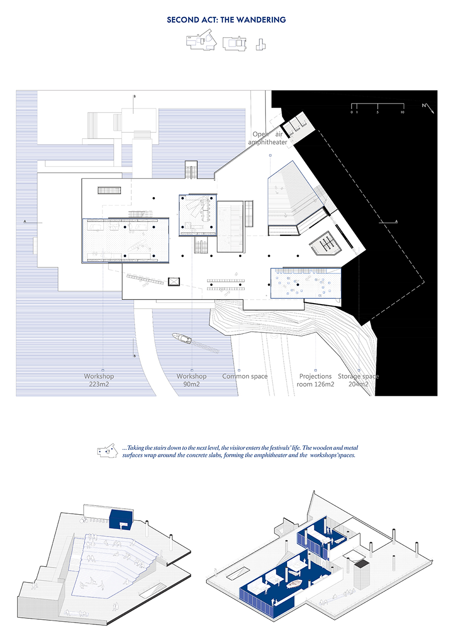 Archisearch The building, the sea and the rock: Reactivating Zachariou Cultural Center in Piraeus, Greece  | Design Thesis by Melina Anzaoui, Vasiliki Zochiou 