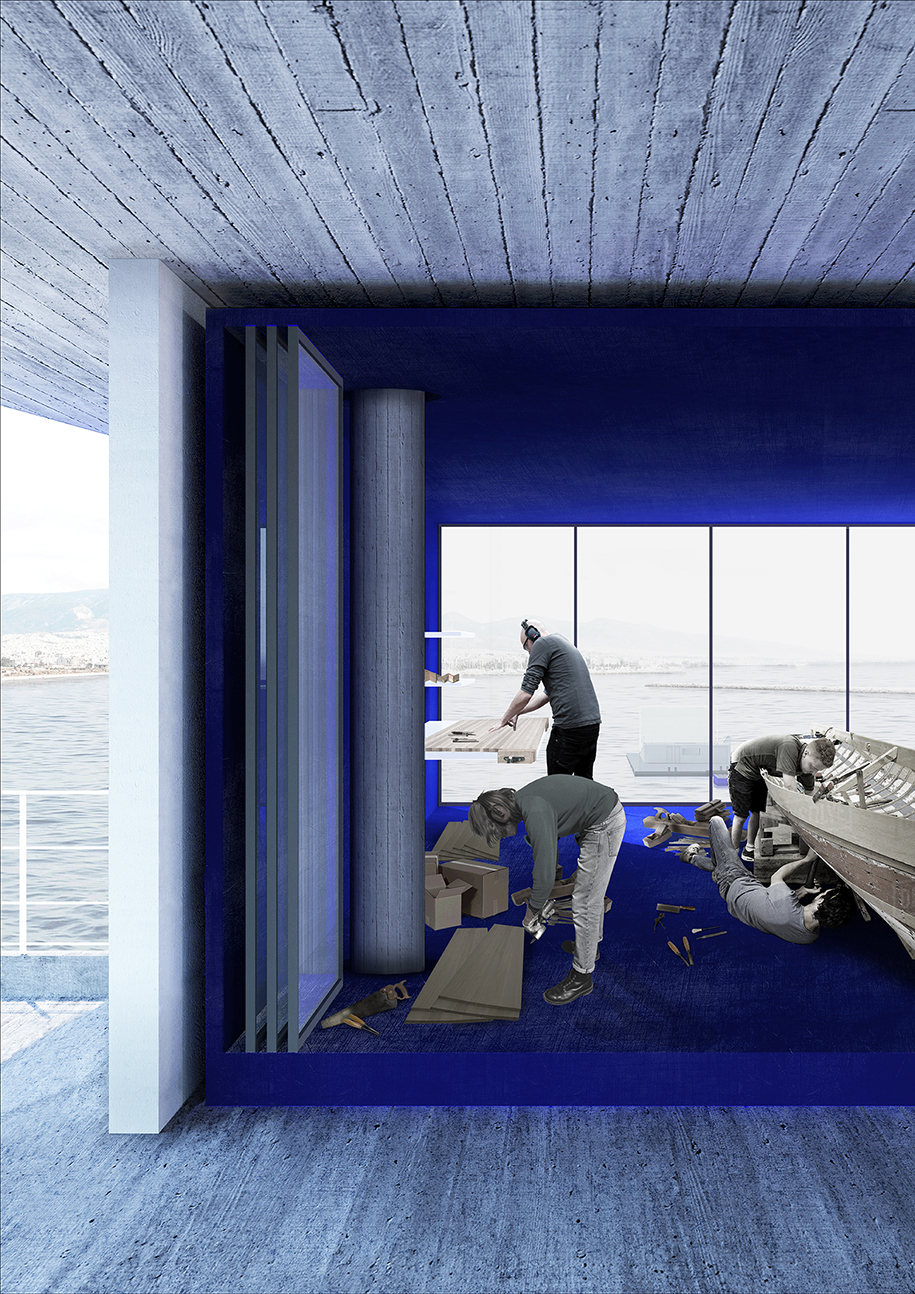 Archisearch The building, the sea and the rock: Reactivating Zachariou Cultural Center in Piraeus, Greece  | Design Thesis by Melina Anzaoui, Vasiliki Zochiou 