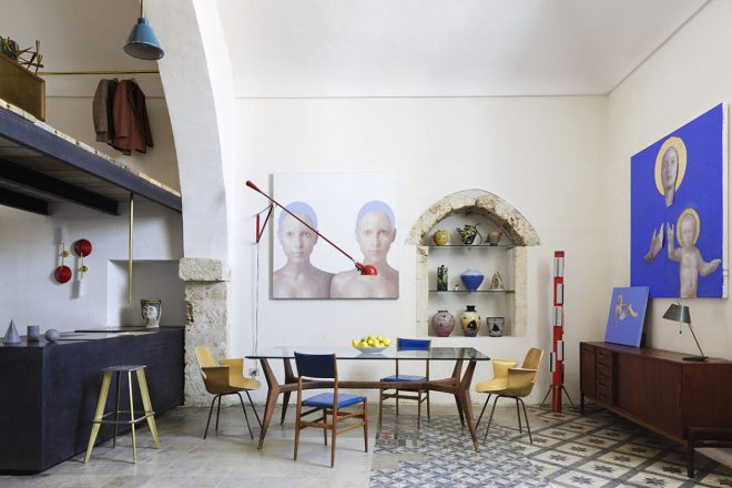 Archisearch - A Whimsical Reuse: +CSTUDIO ARCHITETTI reimagined an 18th-century monastery refectory in Sicily as the home and atelier of artist Sergio Fiorentino achieving a design dialogue across centuries.