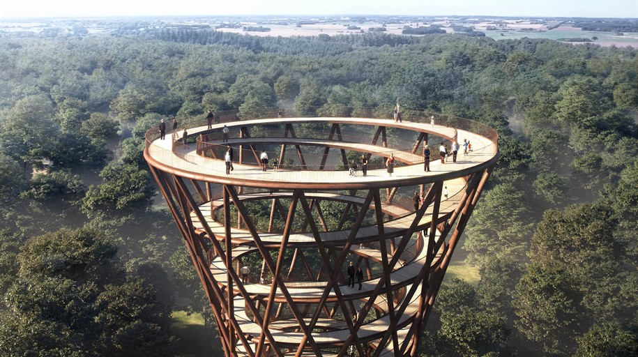 Archisearch EFFEKT designed a new treetop walk and observation tower in a preserved forest in Denmark