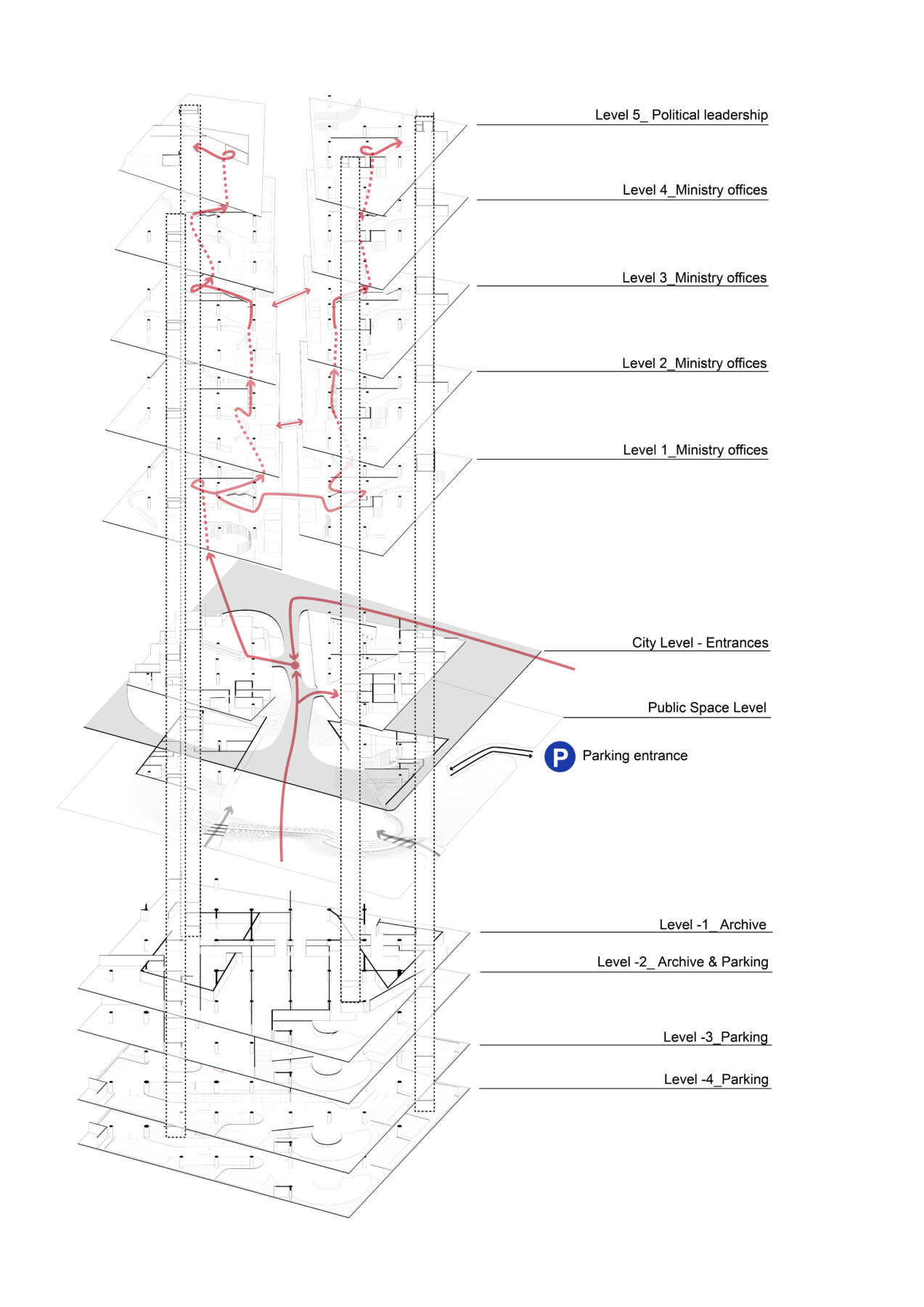 Archisearch Entry in the Architectural competition for the New Building Complex of the Ministry of Infrastructure in Pireos Street | L. Michaloutsos, A. Proimou, A. Stratou, T. Marinaki, C. Moustakis, V. Kavalla  & Th. Tselepidis