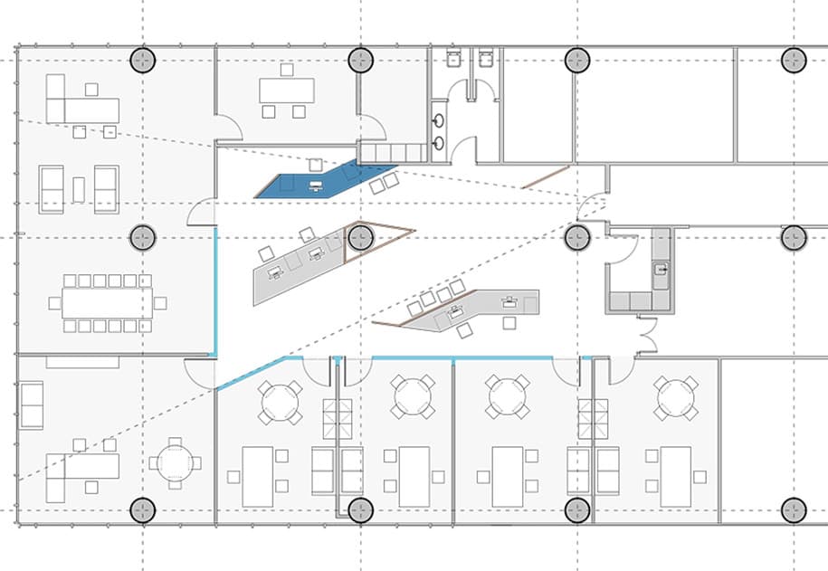 offices, European reliance, executive offices, renovation, parallel islands, Chalandri, schema,Movement Axis, Furniture Design